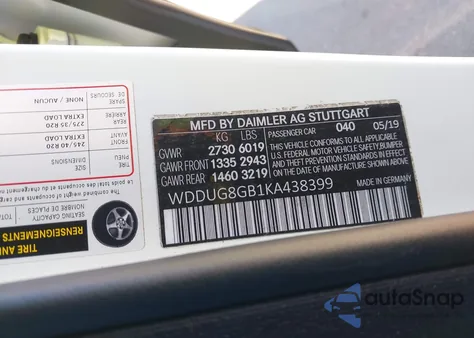 2019 Mercedes-Benz S 560 4Matic from USA, damaged, VIN WDDUG8GB1KA438399